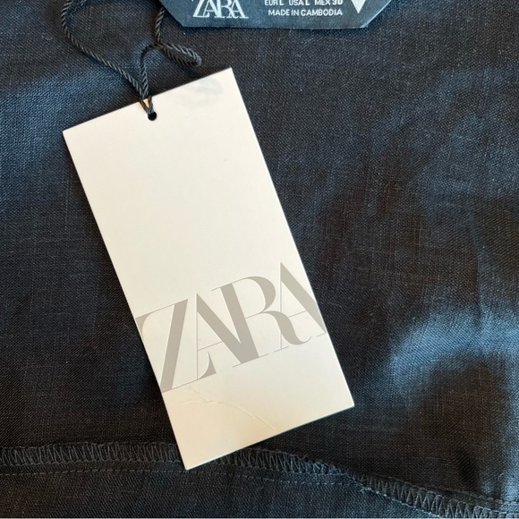 NWT Elegant 100% Linen Black Wrap Top - Picture 9 of 9